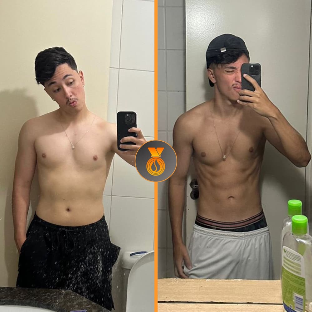 Aluno do desafio antes e depois