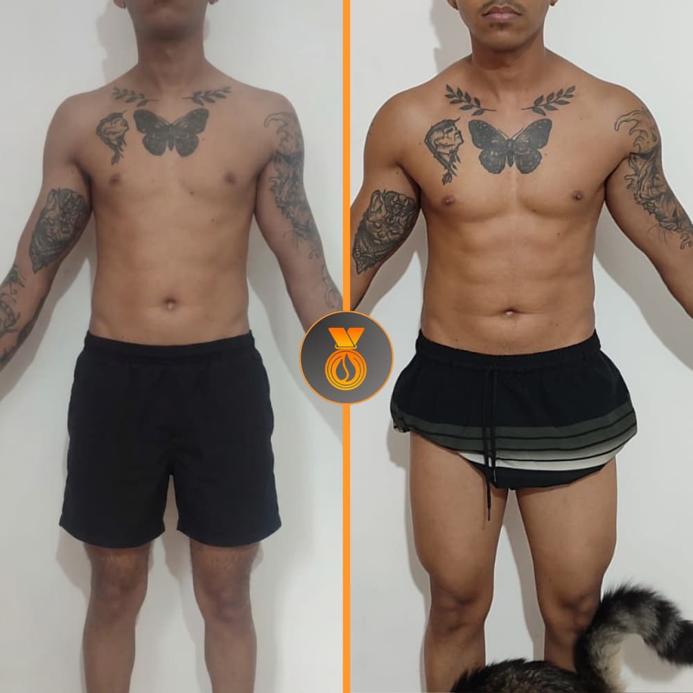 Aluno do desafio antes e depois